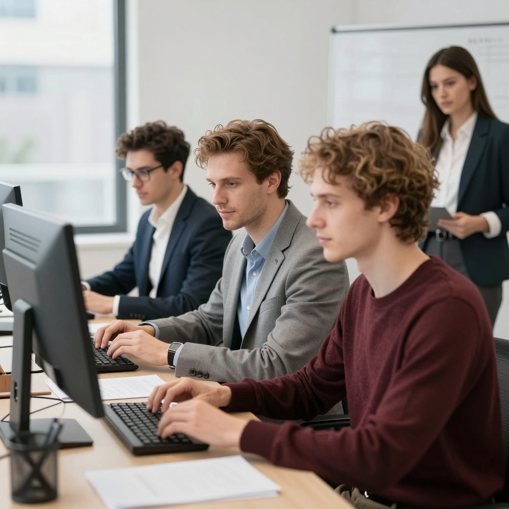 A person reviewing multiple grant application forms on a desk