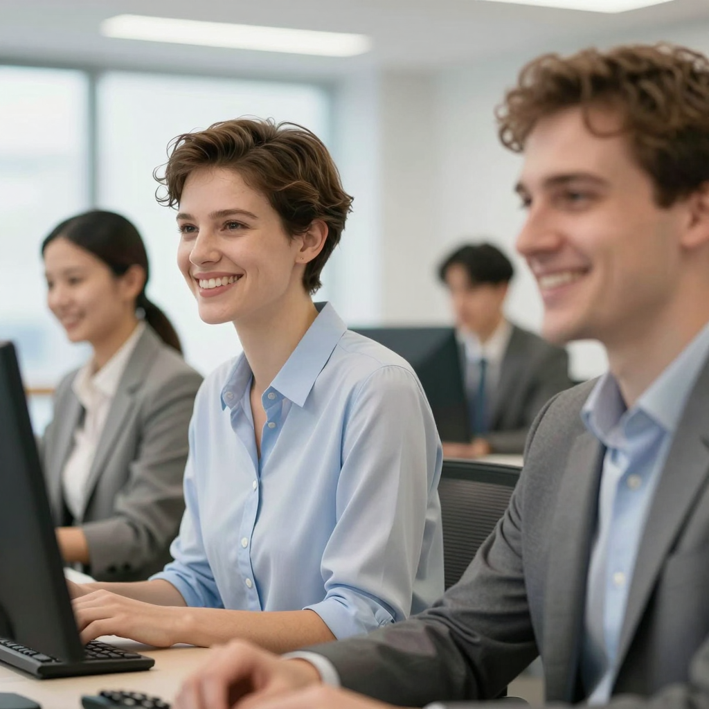 A group of diverse people reading grant documents with 'First Application' highlighted