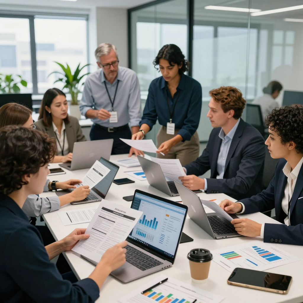 Illustration of a corporation handing over a grant check to a small business or nonprofit