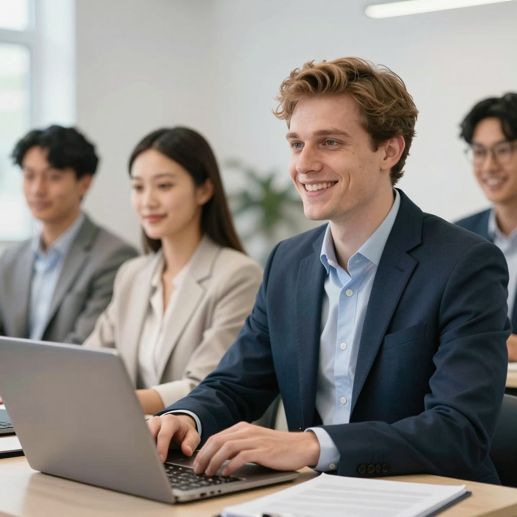 Council of Europe headquarters with youth representatives