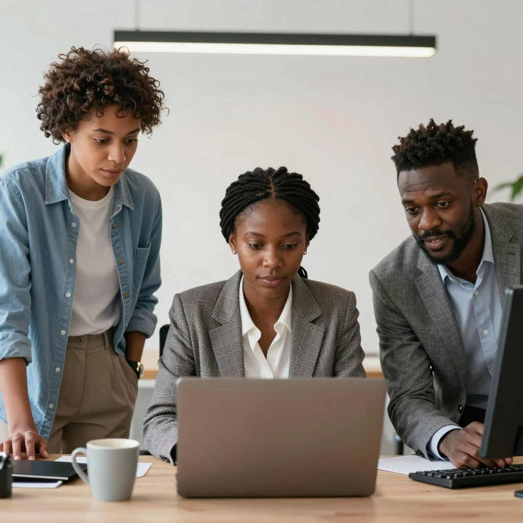 Entrepreneurs working together in a Zambian marketplace