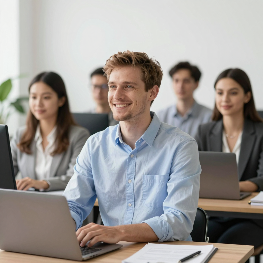 AI consultant reviewing grant application documents with a team