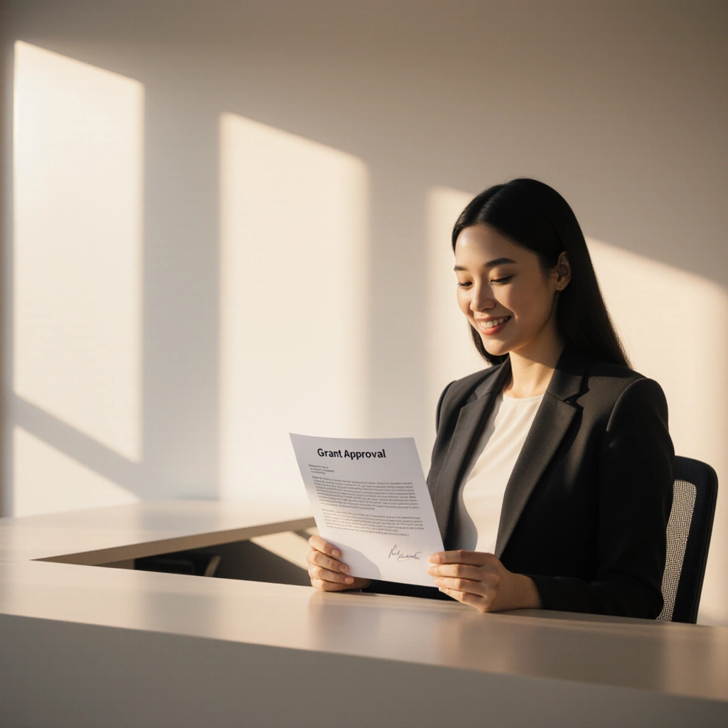 A visual workflow showing grant funds moving through proposal, acceptance, implementation, and reporting stages