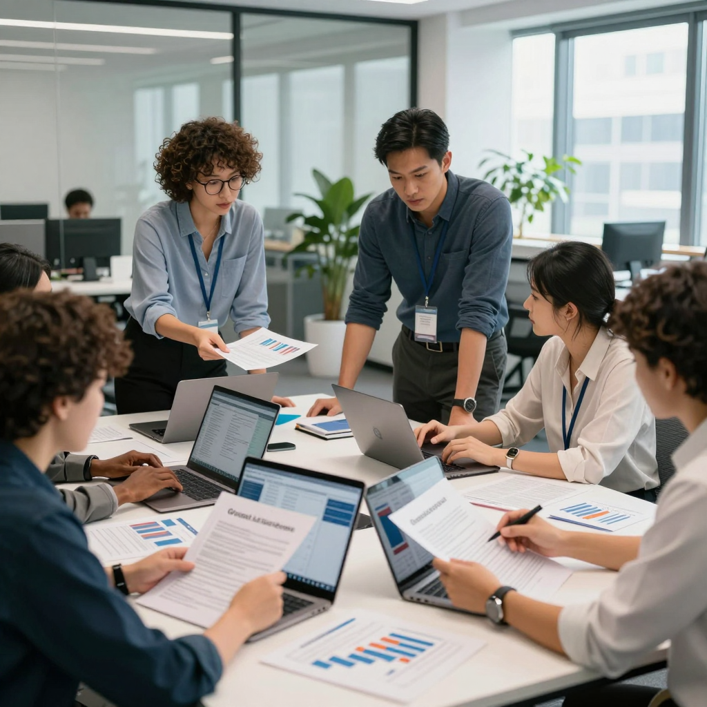 Two nonprofit professionals brainstorming new strategies using data and partnership planning to improve their grant funding chances in 2026