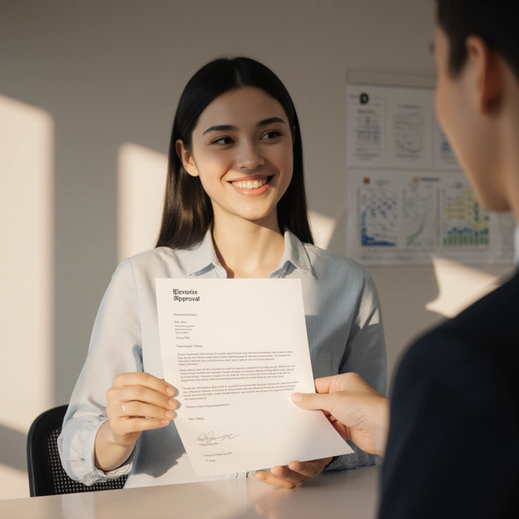 Small business owner in 2026 reviewing grant documents in a modern coworking space