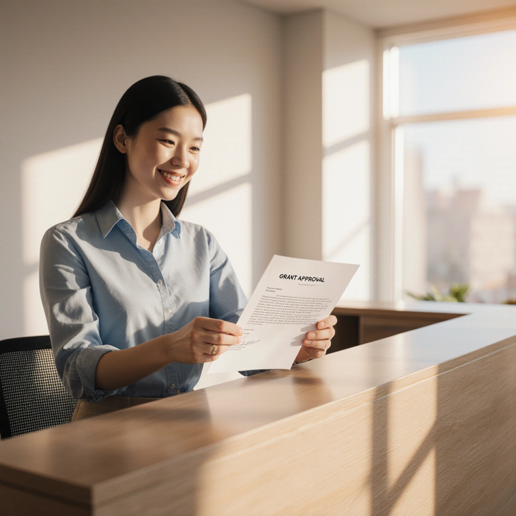 Sample grant proposal work plan table filled with objectives, activities, deadlines, responsible staff, and expected deliverables for a 2026 funding application