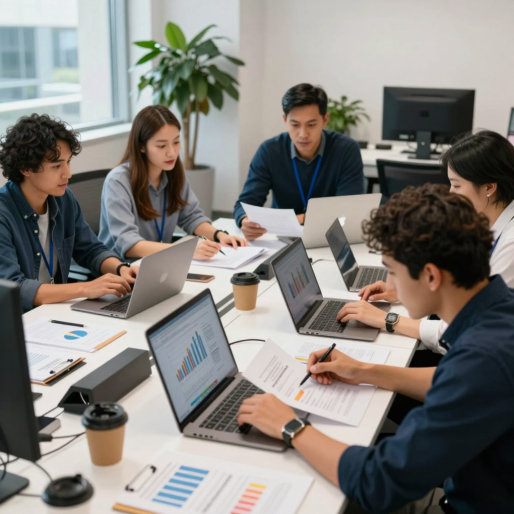 Entrepreneur celebrating a successful 2026 crowdfunding grant campaign for a startup, surrounded by digital screens showing backer support and raised funds