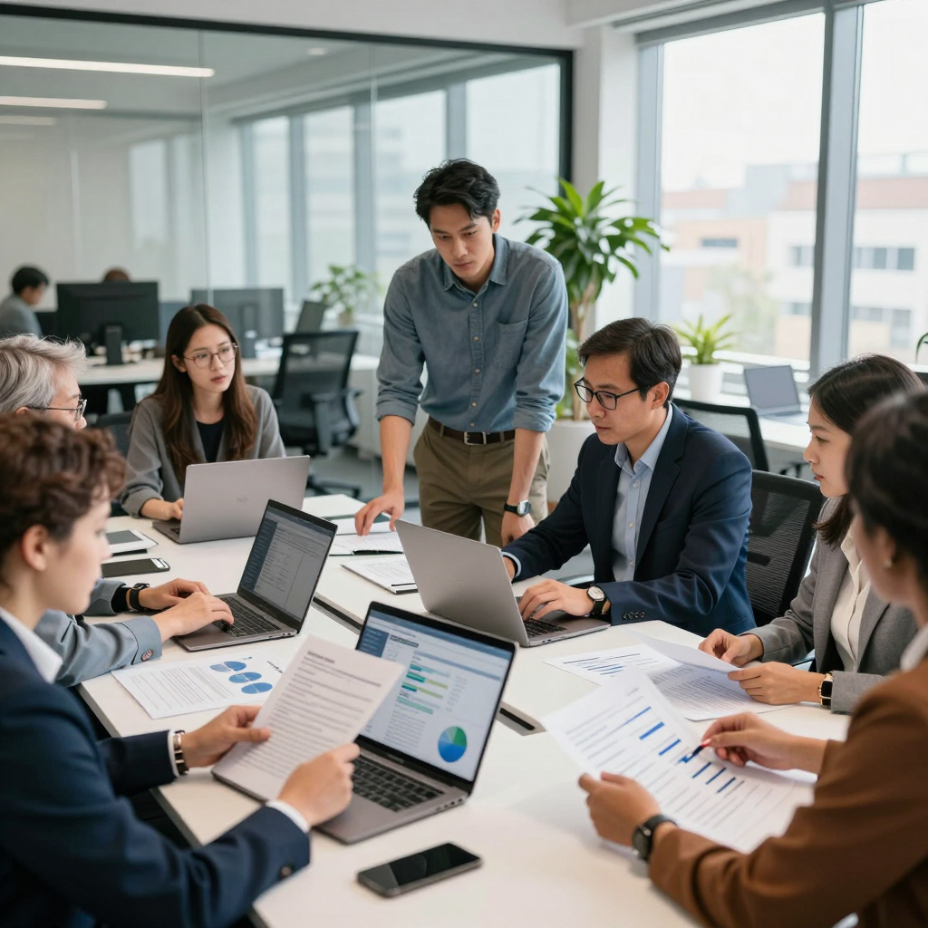 Organizational team collaboratively preparing and reviewing required documents for a 2026 technology grant application