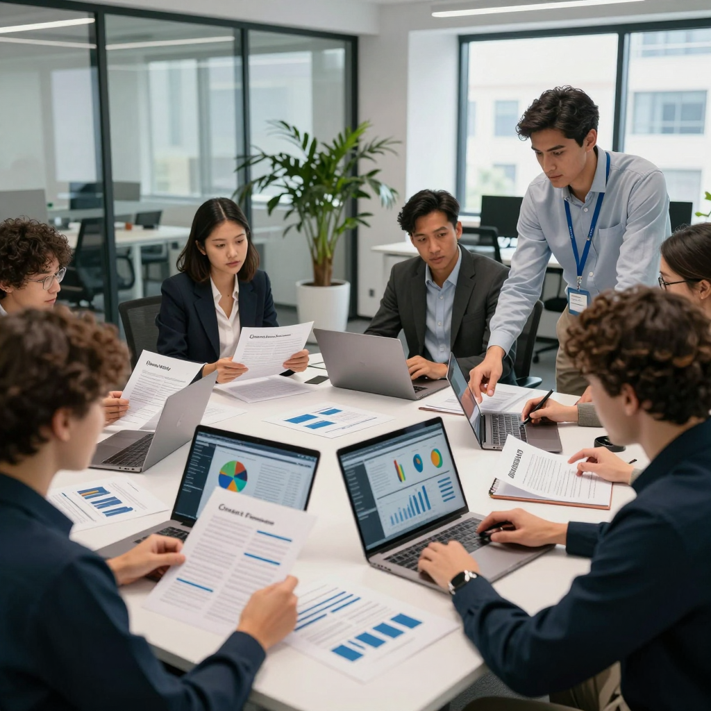 A nonprofit grant manager in 2026 reviewing a detailed grant agreement, highlighting key compliance and funding restrictions with colorful markers.