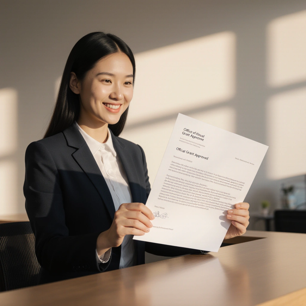 A collaborative team quickly organizing paperwork and digital applications to secure fast-track grant funding for a local community project in 2026.