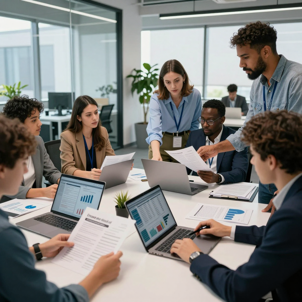 A 2026 grant writer using analytics tools and storytelling techniques to craft a persuasive, visually engaging proposal