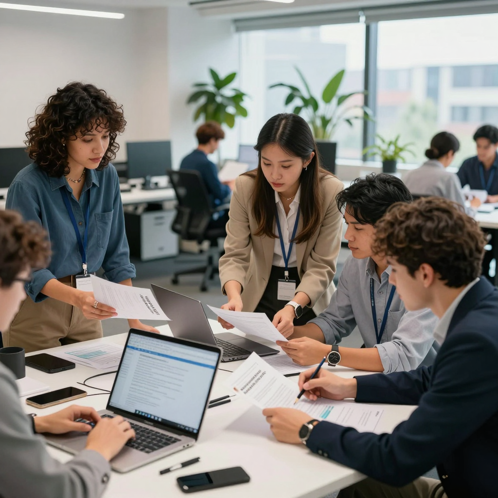 Diverse group of professionals planning grant-funded projects in health, education, and environment sectors for 2026