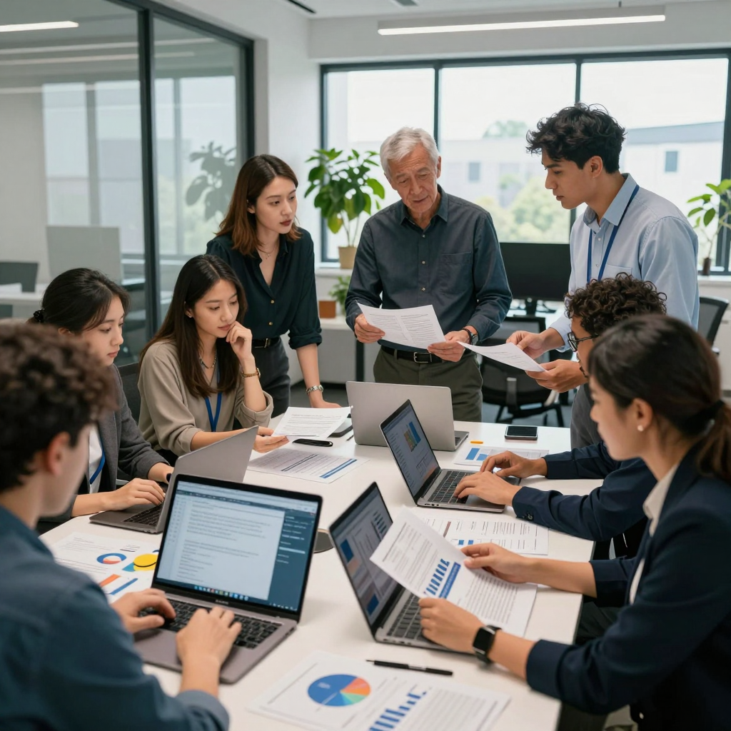 A group of nonprofit professionals gathered around a table, analyzing a grant opportunity checklist and aligning it with their organizational mission and goals for 2026