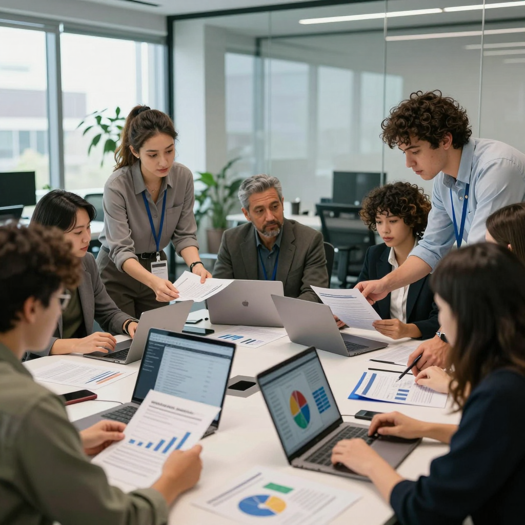 Nonprofit professionals planning a grant calendar with color-coded deadlines and key milestones on a digital screen for 2026
